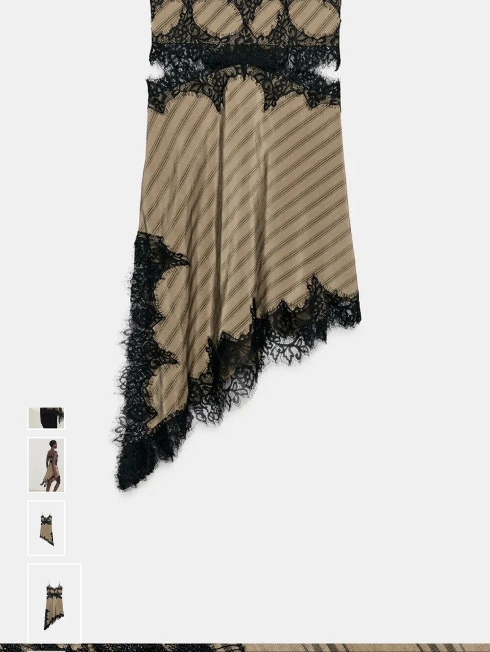 Zara Olive Green Slip Dress with Black Lace Trim - Picture 7 of 16